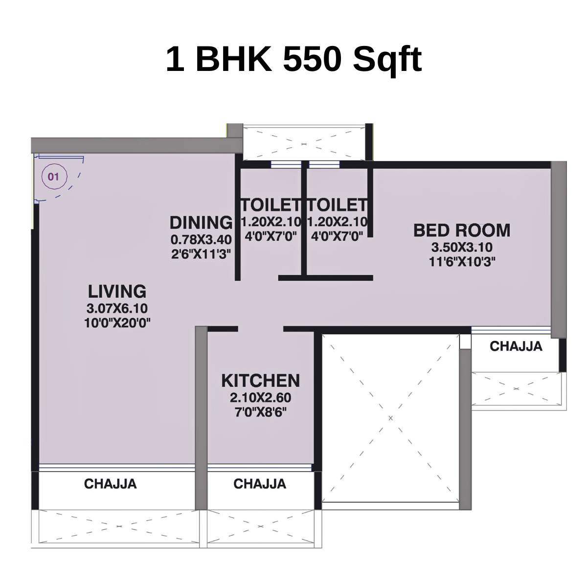 Gami-Ved-Floor-Plan-1-BHK-550-Sqft